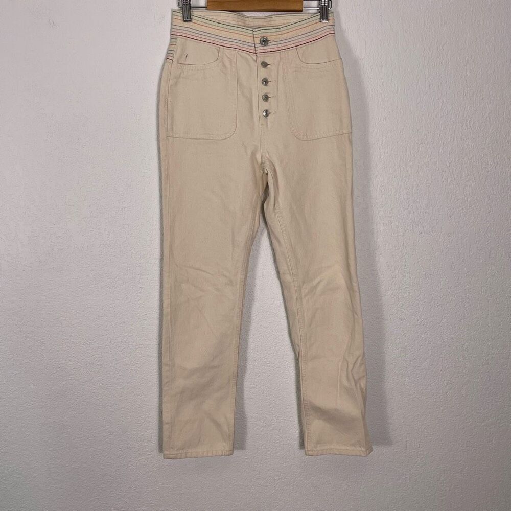 RE/Done x Blanca Cream High Waisted Button Fly Straight Leg Jeans Size 25